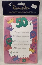 Simon Elvin Party Invitations*20 Invites w/Envelopes*50th Birthday*Anniversary