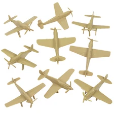 TimMee Processed Plastic Tan WW2 Mustang Fighter Ace Planes Tim Mee Army Men Set