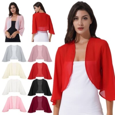 Womens Cardigan Bolero Cape Beach Jacket Wedding Shawls Bridal Cover Ups  Party | eBay