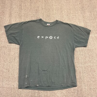 Vintage Expose Shirt Mens XL Green 1990s USA Faded