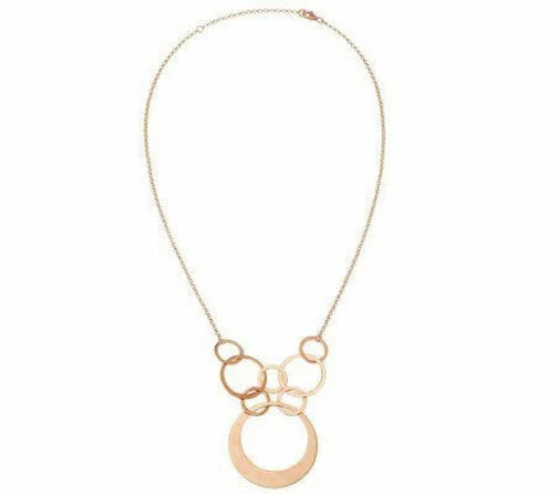 Collar Cadena Círculo Entrelazado Graduado Real Oro Rosa 14K 18" 20" Foto 2 de 4