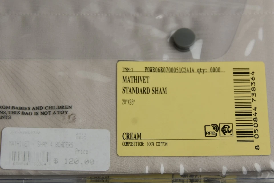 $240 NUEVO Frette Mathivet JUEGO DE 2 PIEZAS de SHAMS Algodón Crema Sham ESTÁNDAR Foto 3 de 4