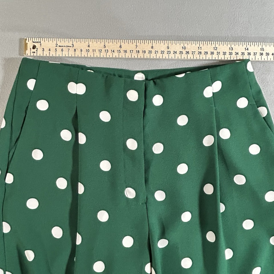 Ann Taylor Pants Women's 4 Kelly Green Polka Dot Boho Wide Leg Business