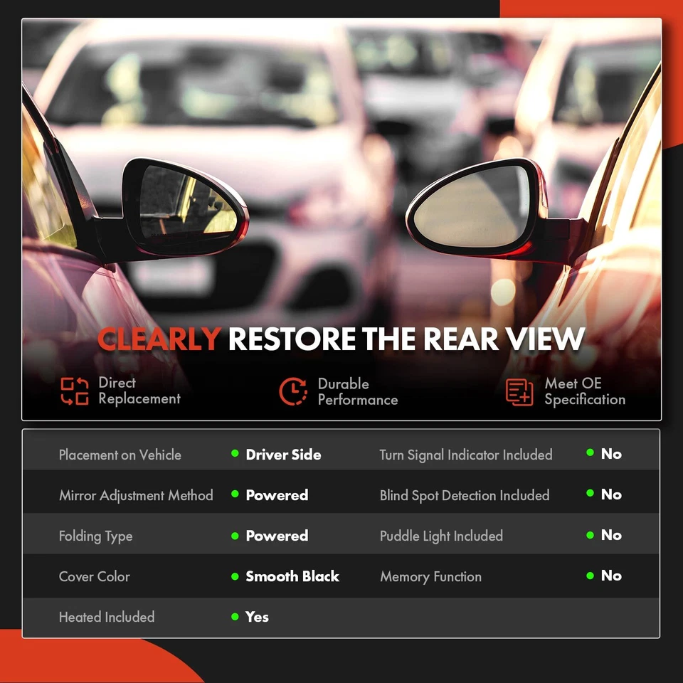 Espejo retrovisor eléctrico Driver LH con calefacción eléctrica plegable para Nissan Quest Mercury Villager Foto 2 de 4