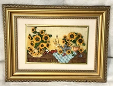 3D Relief Clay Sculpted Wall Art Gold Frame Linen Mat 16”x12” “POTTER’S SHED”