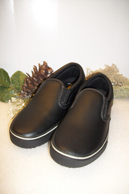 TredSafe leather slip on loafers TredSafe Black Slip On Loafers Slip Resistant Shoes Size Men  main image 3