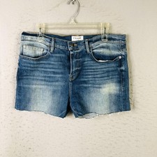 Frame Denim Jean Shorts Adult 34 Blue Cutoff Raw Hem Lhomme Straight Frame Denim Jean Shorts Adult 34 Blue Cutoff Raw Hem Lhomme Straight