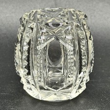 Vintage Clear Pressed Glass Toothpick Holder Barrel Diamond Geometric Pattern
