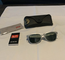 Ray-Ban RB2132 New Wayfarer Sunglasses Clear Plastic Frame Green Glass Lens Men