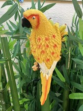 Parrot Wall Decor Realistic Tree Garden Sculpture Statue Yellow Patio Accent New