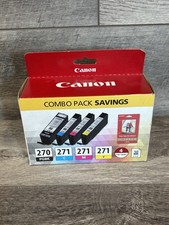 Genuine Canon PGI-270 Black CLI-271 C/M/Y 4 PACK Combo with 50 Photo Paper NEW