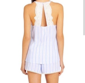 In Bloom by Jonquil Blue White Stripe Pajama Set XL Lace Trim Coastal Sleepwear