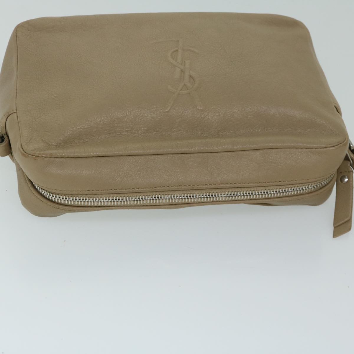 Borsa a tracolla Saint Laurent Lou in pelle beige autentica