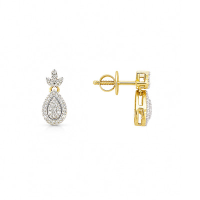18 kt Gelbgold Diamant Birne Cluster Ananas Ohrhänger 0,30 kt