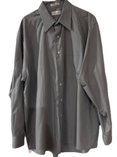 Van Heusen Men's 2XL Fitted 18 34/35 Wrinkle Free Grey Button Down Dress Shirt