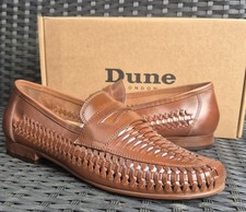 Dune London Brickles Tan Woven Leather Classy Summer Smart Loafers - Size 10/44