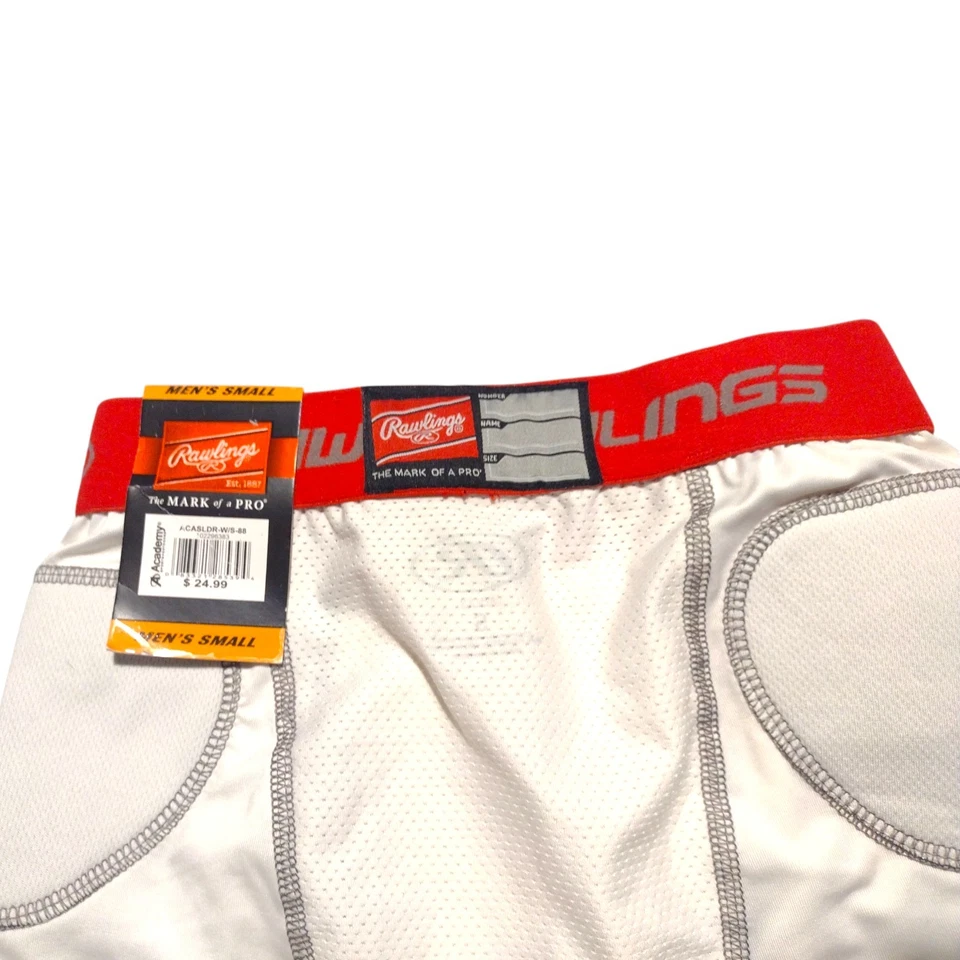Rawlings Men’s Compression Sliding Shorts White Red Size Small S Padded - Image 3 of 4