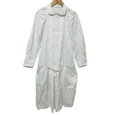 mina perhonen Rain Stripe Long Sleeve Dress, Size 38, White Women USED