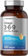 Triple Omega 3-6-9 240 Softgels | from Fish, Flaxseed, Borage Oils | Non-Gmo & G