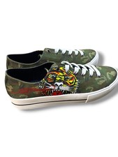 New Ed Hardy Screaming Tiger Shoes in Camo Men  s Size 9.5 Canvas Low Top