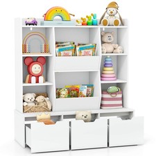 47  Children Bookcase Toy Storage Organizer w/3 Movable Drawers  8 Cubbies