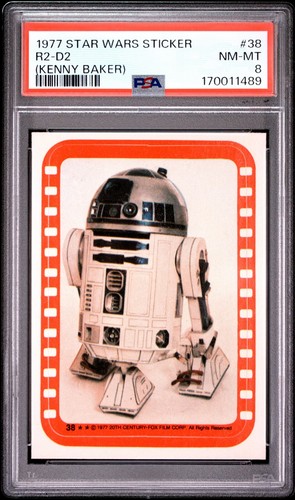 1977 Topps Star Wars Stickers #38 R2-D2 (Kenny Baker) — PSA 8