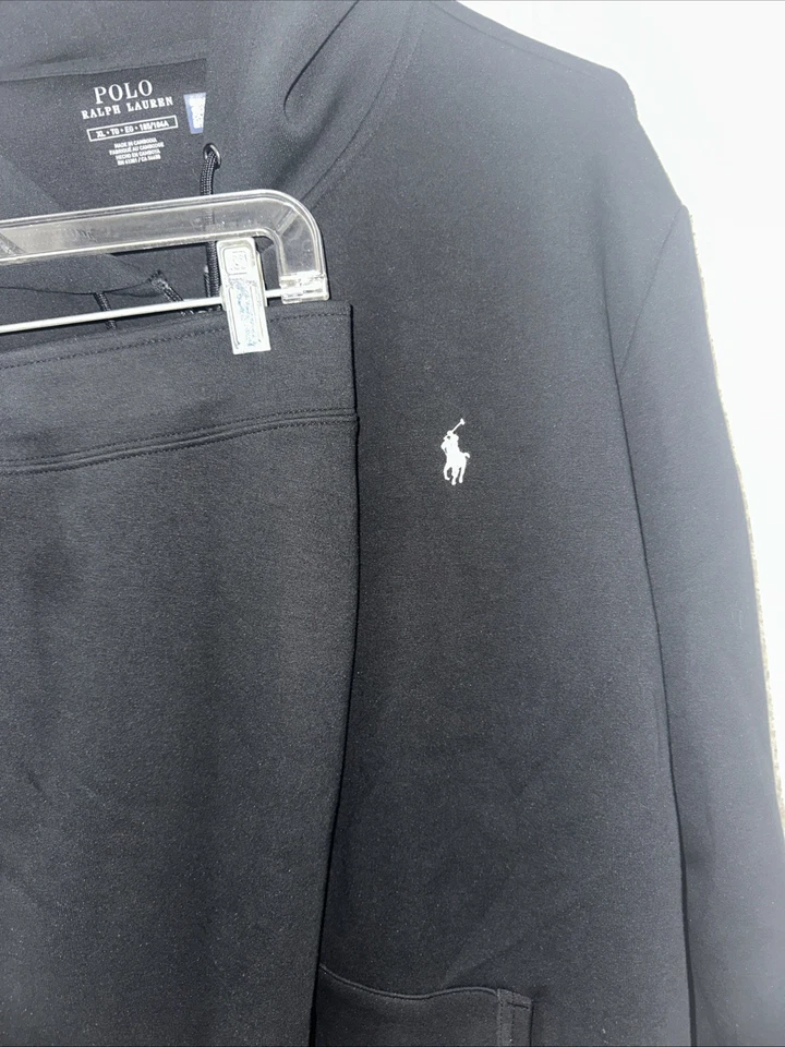 Polo Ralph Lauren Para Hombres XL Negro Sudadera con Capucha Pantalones de Sudadera Conjunto Salón Jogger Vellón Foto 3 de 4