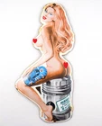 VINTAGE MAHLE PISTON PIN UP GIRL PORCELAIN SIGN 8-3/8" x 4-1/8" MOTOR RACING OIL