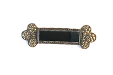 JUDITH JACK Designer Signed GORGEOUS VINTAGE STER. SILVER MARCASITE ONXY BROOCH