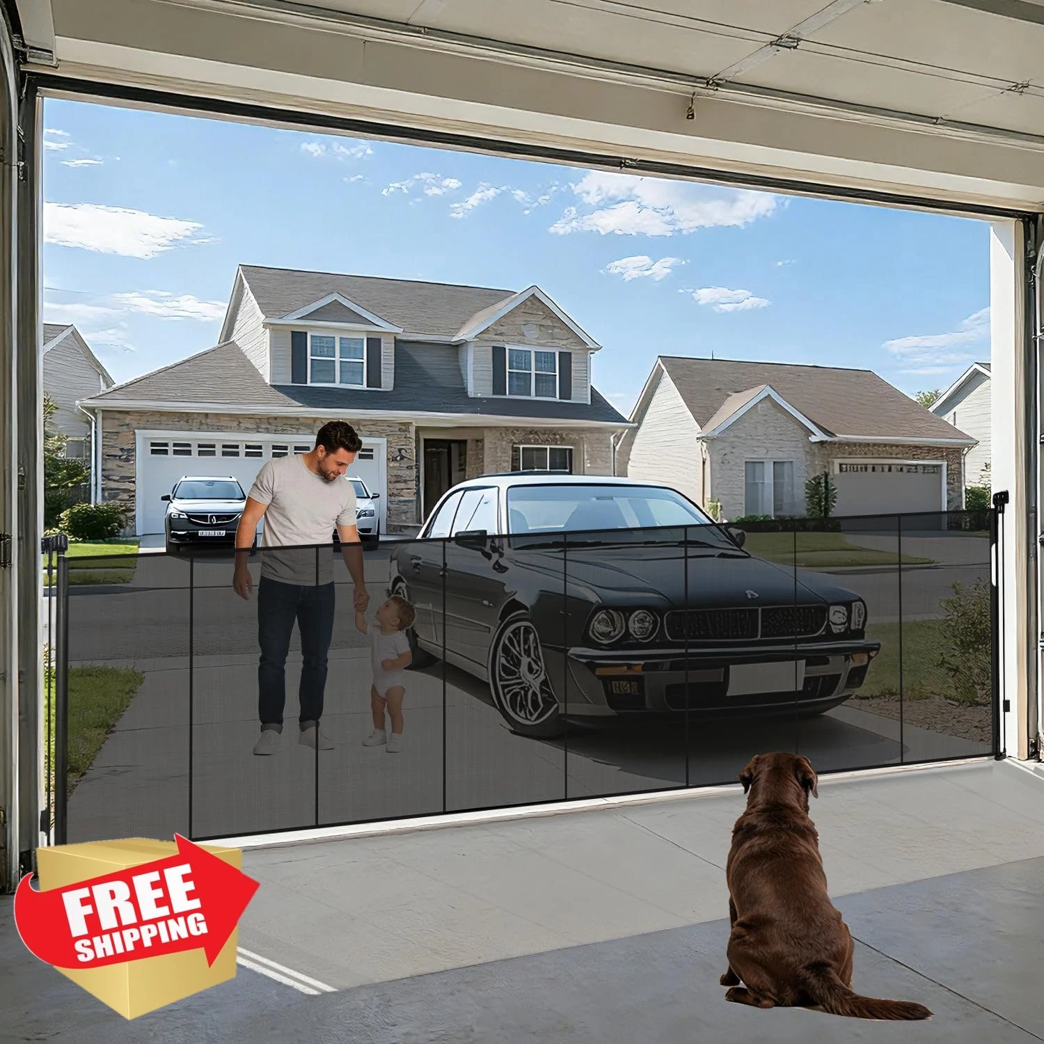 200'' Wide 42" Tall Retractable Baby Gate, Outdoor Indoor, Stairs