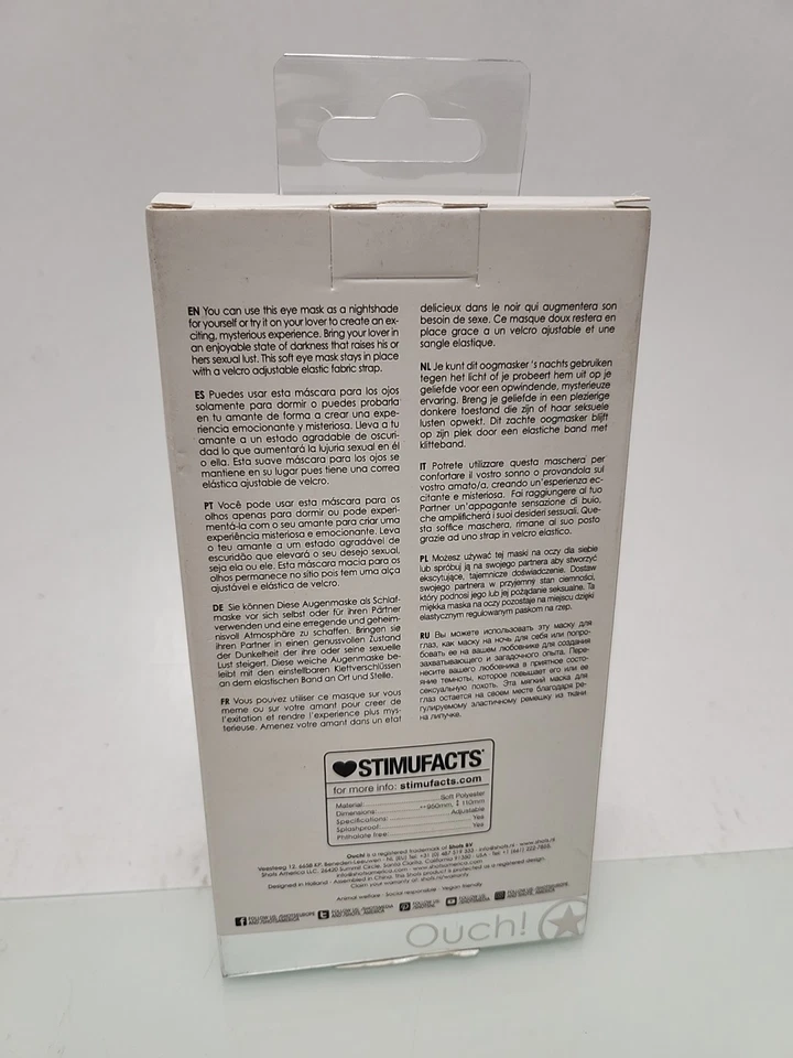 Ouch! Black & White Satin Curvy Eye-Mask - N15-4 - Image 4 of 4