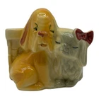 Shawnee Art Pottery Dog Planter 611 USA Hound And Pekingese 4.25 inches Vintage