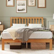 Full Size Bed Frame Wood Bed Frames with Headboard, Full-Size Bedframe with Head