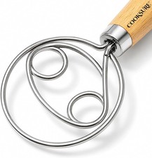 Danish Dough Whisk for Sourdough Bread   13 Inch Bread Whisk with Wooden Handle