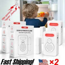 Refrigerator Alarm Alert Magnetic Sensor Wireless Door Window Voice Reminder 2PK