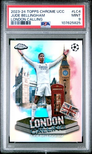 2023-24 TOPPS CHROME UEFA CLUB COMPETITIONS LONDON CALLING JUDE BELLINGHAM PSA 9