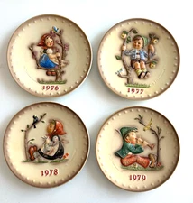 GOEBEL Plate Set/4 HUMMEL Children 1976 1977 1978 1979 Birds Trees Girls Boys
