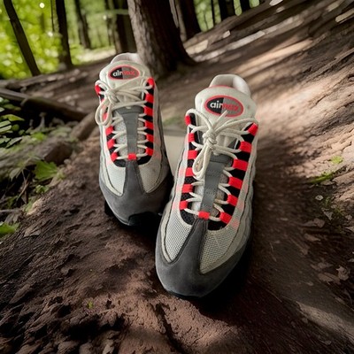 NIKE AIR MAX 95  RUNNING SNEAKERS OG LOW SOLAR-RED/WHITE/GREY MENS SIZE 12