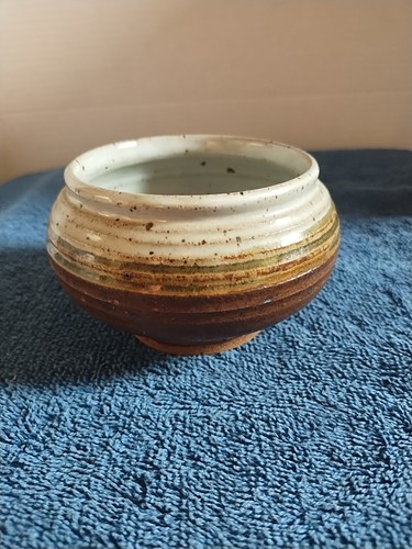 Vintage Glazed Art Pottery Pot Bowl Signed 2.5"X 4" - 第 1/10 張圖片