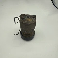 Antique Justrite MINER'S Brass Lamp Spelunker's Carbide Light w/Air Cooled Grip
