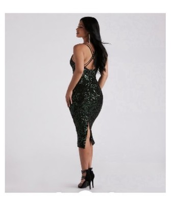 slim fit dress slacks Marleigh Formal Sequin Scroll Dress