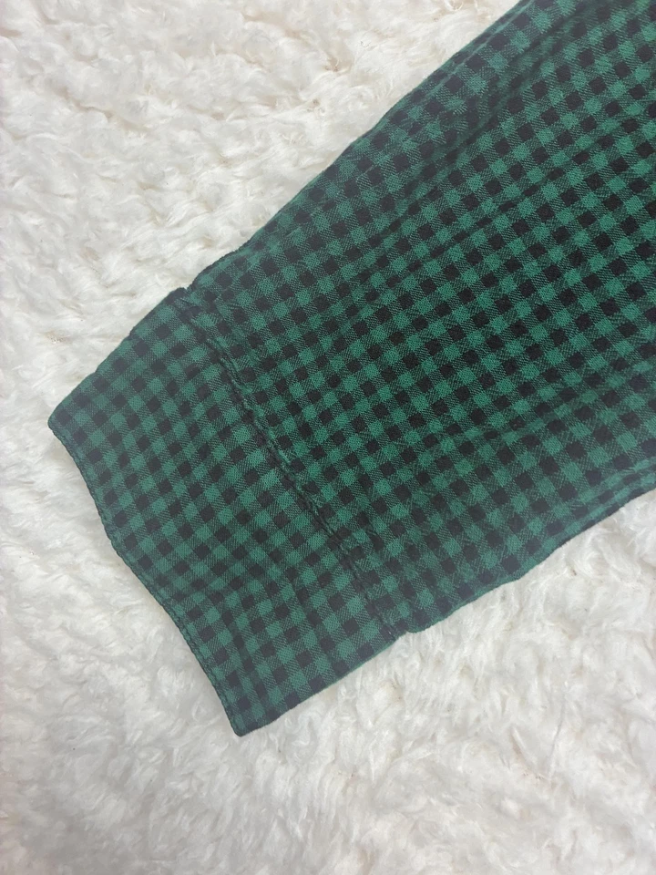 Faded Glory Shirt Boys Large 12-14 Green Black Gingham Plaid Button Down Cotton - Image 3 of 4