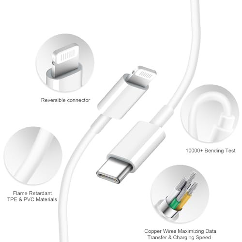 iPhone 14 13 12 Ladegerät Fast Charging 20W PD USB C Wandladegerät mit 6FT Fast - Bild 4 von 8