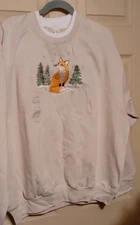 WOMEN Fox & Trees Christmas Sweatshirt Cracker Barrel 2X NEW