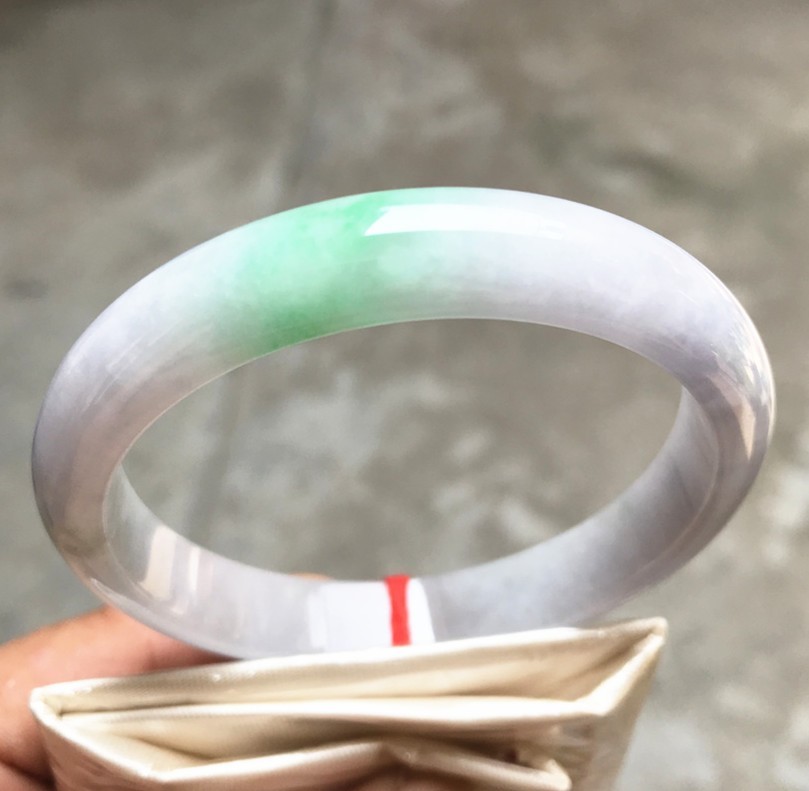 60mm Natural Ice Green Jadeite Jade Bangle from Burma