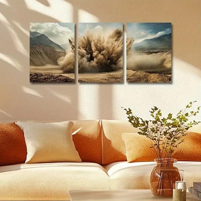 3pcs Massive Dust Explosion Design Metal Print Ready to Hang Art F