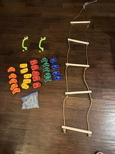 25 Rock Climbing Handles Indoor Outdoor 🥷 Wall Kit w/ Handles & Knotted Ladder