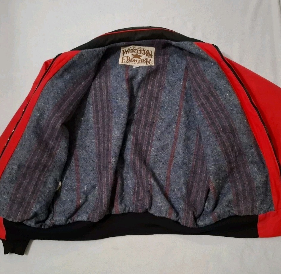 Vintage Western Frontier Jacket Mens L 13 Red Aztec N… - Gem