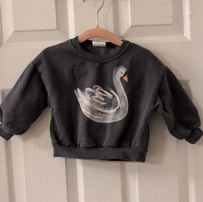 ZARA Baby Sweater 1 1/2 Years Gray Swan Dance Studio Graphic Print