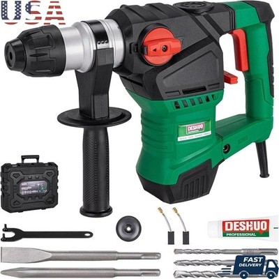 12.5A SDS Plus Rotary Hammer 0-940RPM 0-4300BPM 3 Modes Drill Bits Included New